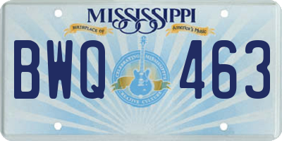 MS license plate BWQ463