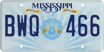 MS license plate BWQ466