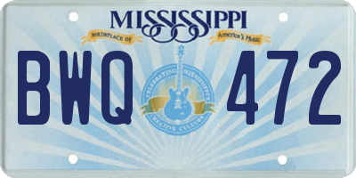 MS license plate BWQ472