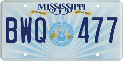 MS license plate BWQ477