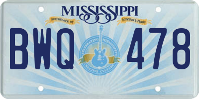 MS license plate BWQ478