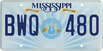 MS license plate BWQ480