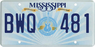 MS license plate BWQ481