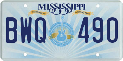 MS license plate BWQ490