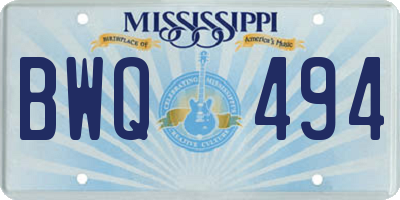 MS license plate BWQ494