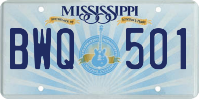 MS license plate BWQ501