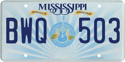 MS license plate BWQ503