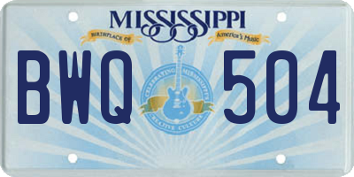 MS license plate BWQ504