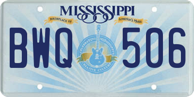 MS license plate BWQ506