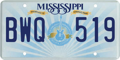 MS license plate BWQ519
