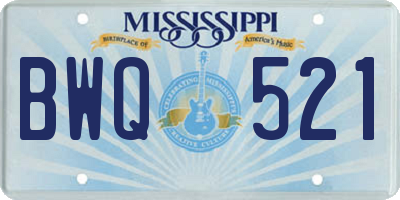 MS license plate BWQ521