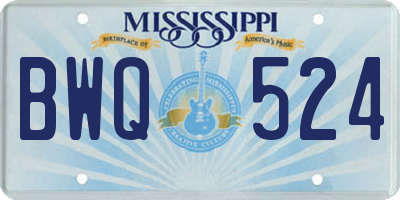 MS license plate BWQ524