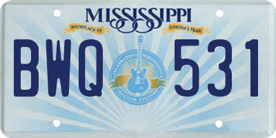MS license plate BWQ531