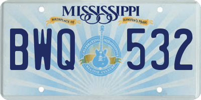 MS license plate BWQ532