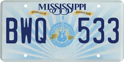 MS license plate BWQ533