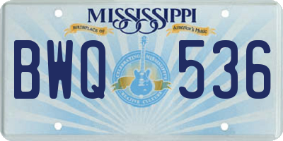 MS license plate BWQ536