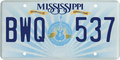 MS license plate BWQ537