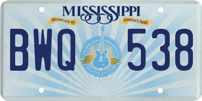 MS license plate BWQ538