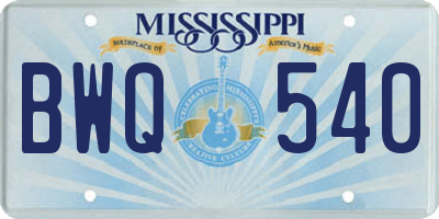 MS license plate BWQ540