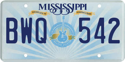 MS license plate BWQ542