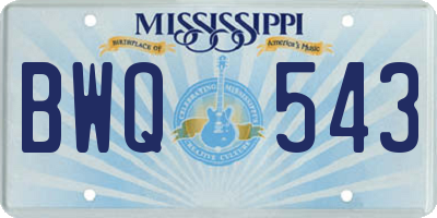 MS license plate BWQ543