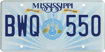 MS license plate BWQ550