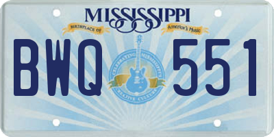 MS license plate BWQ551