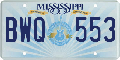 MS license plate BWQ553