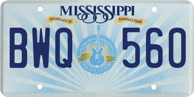 MS license plate BWQ560