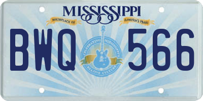 MS license plate BWQ566