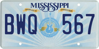 MS license plate BWQ567