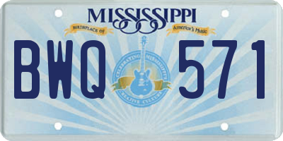 MS license plate BWQ571