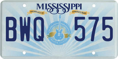 MS license plate BWQ575