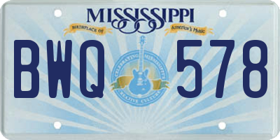 MS license plate BWQ578