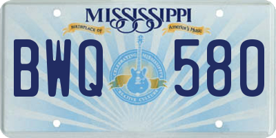 MS license plate BWQ580