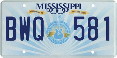 MS license plate BWQ581