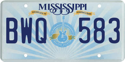 MS license plate BWQ583