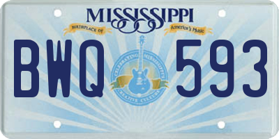 MS license plate BWQ593