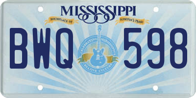 MS license plate BWQ598