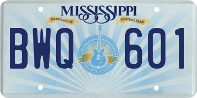MS license plate BWQ601