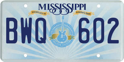 MS license plate BWQ602