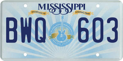 MS license plate BWQ603