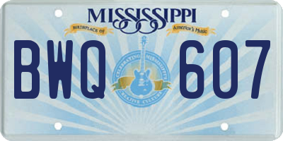 MS license plate BWQ607