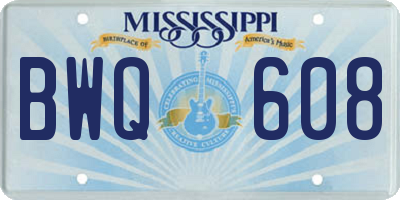 MS license plate BWQ608