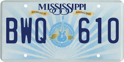 MS license plate BWQ610