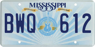 MS license plate BWQ612