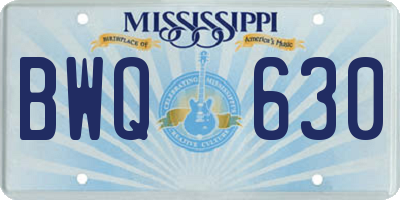 MS license plate BWQ630