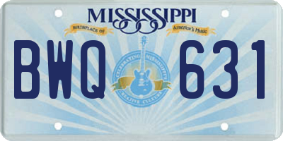 MS license plate BWQ631
