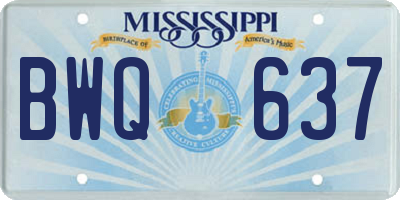 MS license plate BWQ637