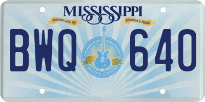 MS license plate BWQ640